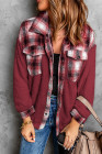 Womens Winter Plaid Shirts Coats Buttoned Pocket Sherpa Jacket