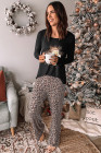 Christmas Pajamas Set Santa Claus Leopard Sleepwear Nightgown Lounge Set