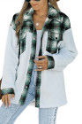 Womens Winter Plaid Shirts Coats Buttoned Pocket Sherpa Jacket