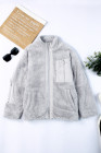 Womens Oversized Zip Up Sherpa Coat with Pocket
