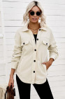Women's Turn Down Collar Buttoned Shacket Jacket Coat Outerwear