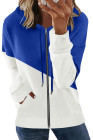 Womens Casual Hoodie Asymmetric Color Block Draswtring Hooded Jacket