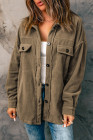 Women's Turn Down Collar Buttoned Shacket Jacket Coat Outerwear