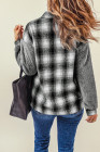 Womens Winter Plaid Shirts Coats Buttoned Pocket Sherpa Jacket