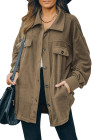Women's Turn Down Collar Buttoned Shacket Jacket Coat Outerwear