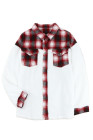 Womens Winter Plaid Shirts Coats Buttoned Pocket Sherpa Jacket