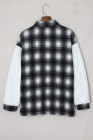 Womens Winter Plaid Shirts Coats Buttoned Pocket Sherpa Jacket