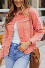 Women's Frayed Denim Jacket Distressed Fringe Trim Denim Shirt