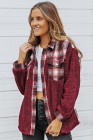 Womens Winter Plaid Shirts Coats Buttoned Pocket Sherpa Jacket