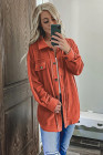 Women's Turn Down Collar Buttoned Shacket Jacket Coat Outerwear