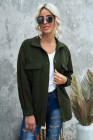 Women's Turn Down Collar Buttoned Shacket Jacket Coat Outerwear