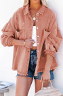 Women's Frayed Denim Jacket Distressed Fringe Trim Denim Shirt