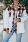 Womens Winter Plaid Shirts Coats Buttoned Pocket Sherpa Jacket