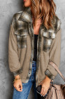 Womens Winter Plaid Shirts Coats Buttoned Pocket Sherpa Jacket