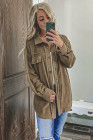 Women's Turn Down Collar Buttoned Shacket Jacket Coat Outerwear