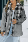 Womens Winter Plaid Shirts Coats Buttoned Pocket Sherpa Jacket