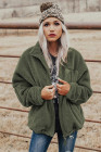 Womens Oversized Zip Up Sherpa Coat with Pocket