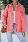Women's Frayed Denim Jacket Distressed Fringe Trim Denim Shirt