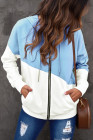 Womens Casual Hoodie Asymmetric Color Block Draswtring Hooded Jacket