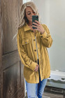 Women's Turn Down Collar Buttoned Shacket Jacket Coat Outerwear