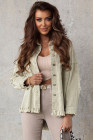Women's Frayed Denim Jacket Distressed Fringe Trim Denim Shirt