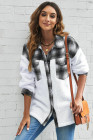 Womens Winter Plaid Shirts Coats Buttoned Pocket Sherpa Jacket