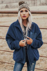 Womens Oversized Zip Up Sherpa Coat with Pocket