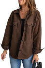 Women's Turn Down Collar Buttoned Shacket Jacket Coat Outerwear