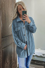 Women's Turn Down Collar Buttoned Shacket Jacket Coat Outerwear