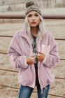Womens Oversized Zip Up Sherpa Coat with Pocket