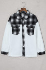 Womens Winter Plaid Shirts Coats Buttoned Pocket Sherpa Jacket