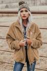 Womens Oversized Zip Up Sherpa Coat with Pocket