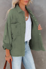 Women's Frayed Denim Jacket Distressed Fringe Trim Denim Shirt