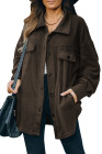 Women's Turn Down Collar Buttoned Shacket Jacket Coat Outerwear