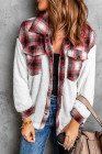 Womens Winter Plaid Shirts Coats Buttoned Pocket Sherpa Jacket