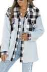 Womens Winter Plaid Shirts Coats Buttoned Pocket Sherpa Jacket