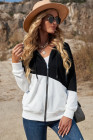 Womens Casual Hoodie Asymmetric Color Block Draswtring Hooded Jacket