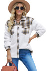 Womens Winter Plaid Shirts Coats Buttoned Pocket Sherpa Jacket