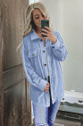 Women's Turn Down Collar Buttoned Shacket Jacket Coat Outerwear