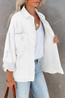 Women's Frayed Denim Jacket Distressed Fringe Trim Denim Shirt