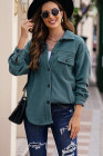 Women's Turn Down Collar Buttoned Shacket Jacket Coat Outerwear
