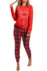 Santa Baby Plaid Loungewear Christmas PJs Two Piece Pajama Set