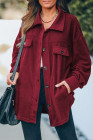 Women's Turn Down Collar Buttoned Shacket Jacket Coat Outerwear