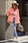 Women's Frayed Denim Jacket Distressed Fringe Trim Denim Shirt
