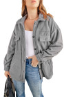 Women's Turn Down Collar Buttoned Shacket Jacket Coat Outerwear