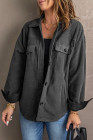 Women's Turn Down Collar Buttoned Shacket Jacket Coat Outerwear