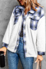 Womens Winter Plaid Shirts Coats Buttoned Pocket Sherpa Jacket