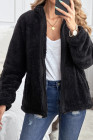 Womens Oversized Zip Up Sherpa Coat with Pocket