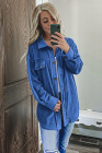 Women's Turn Down Collar Buttoned Shacket Jacket Coat Outerwear