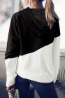 Womens Casual Hoodie Asymmetric Color Block Draswtring Hooded Jacket